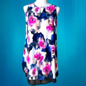 ASTR Keyhole Floral Sleeveless Shift Dress Sz Sm